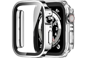 Amizee 2 Pack Compatible with Apple Watch Case 44mm Series 6/5/4/SE with Built-in Screen Protector, Hard PC Case Straight Edge Ultra Thin Anti-Scratch Protective Cover for iWatch 44mm (Silver/Clear)
