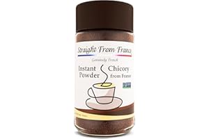 Straight From France Genuinely French, Non-GMO Certified Caffeine Free Instant Chicory Powder, Coffee Substitute Rich in Prebiotic Fibers, All Natural Coffee Alternative Made from Chicory Roots 7 Oz