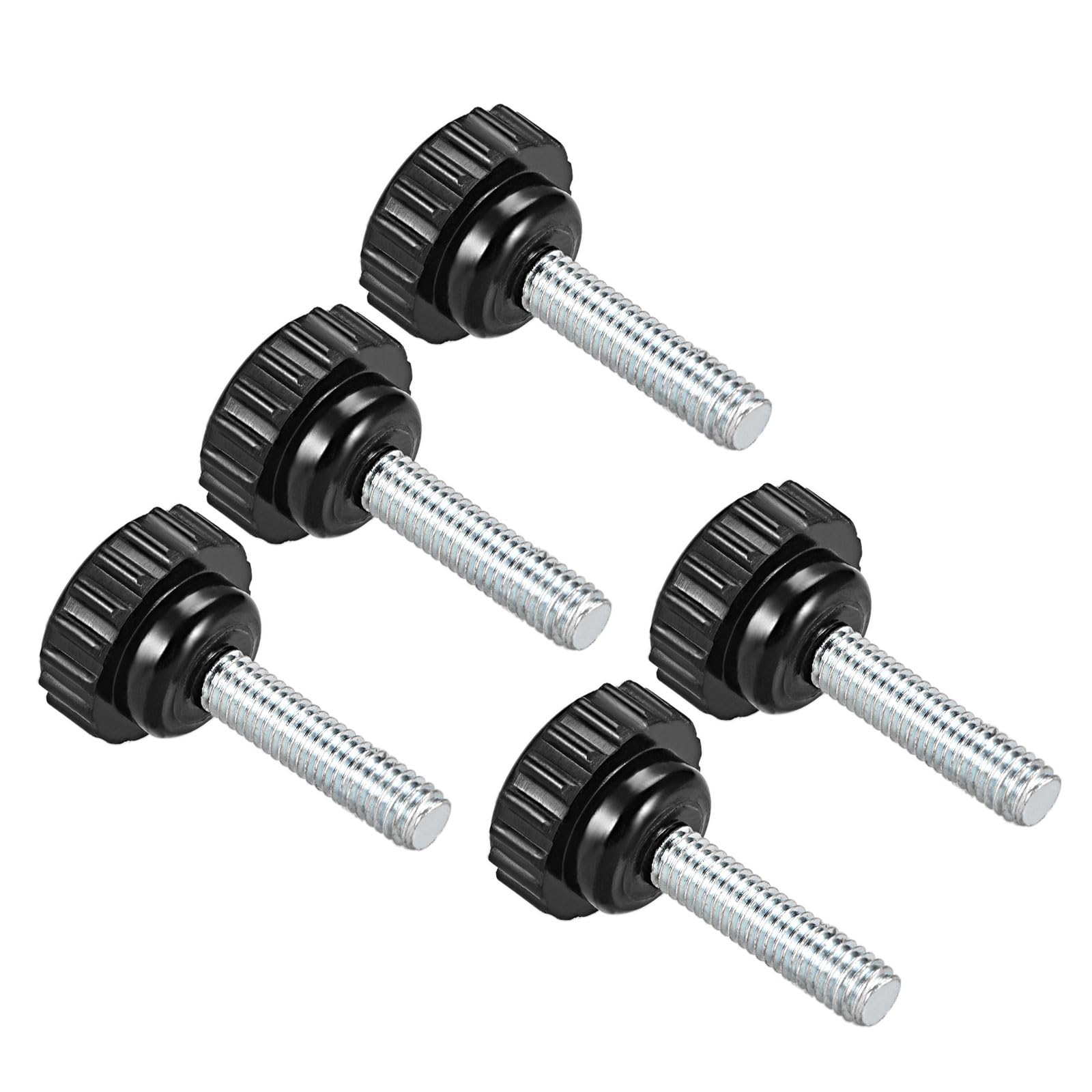 CoCud Knurled Clamping Knobs, M6 x 30mm Male Thread 21mm Head, Thermoset Plastic Thumb Screw Grip Bolt Knobs Black - (Applications: for Lathe Machinery), 5-Pieces