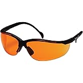 Pyramex Venture II Safety Eyewear, Orange Lens With Black Frame