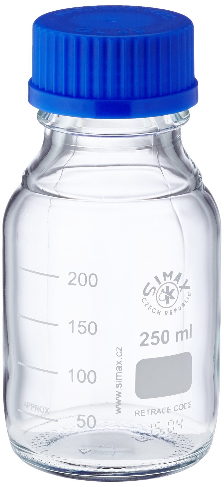 Neolab E-1430, Laboratory Bottles GL 45 250 ml, ISO Thread, Cap and Spout Ring, Pack of 10
