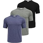 PINSPARK Men's 3 Pack Workout Shirts - Quick Dry Gym Athletic Shirts Moisture Wicking Short Sleeve T Shirts