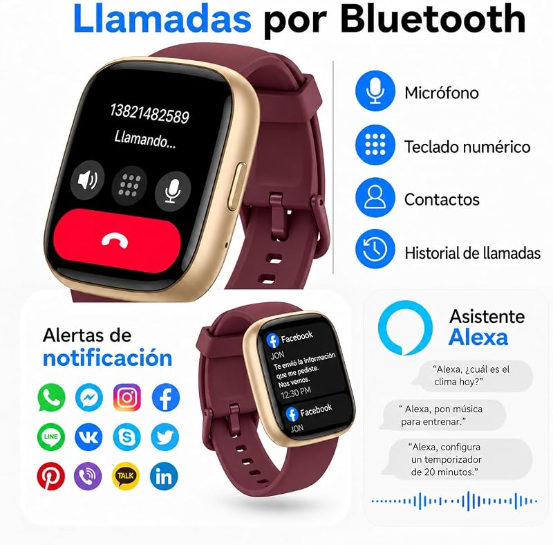 - Smartwatch uomo/donna, notifiche Whatsapp, schermo touch da 1,8" HD, chiamate Bluetooth, frequenza cardiaca, SpO2, sonno, oltre 100 modalità sportive, IP68, Android/iOS