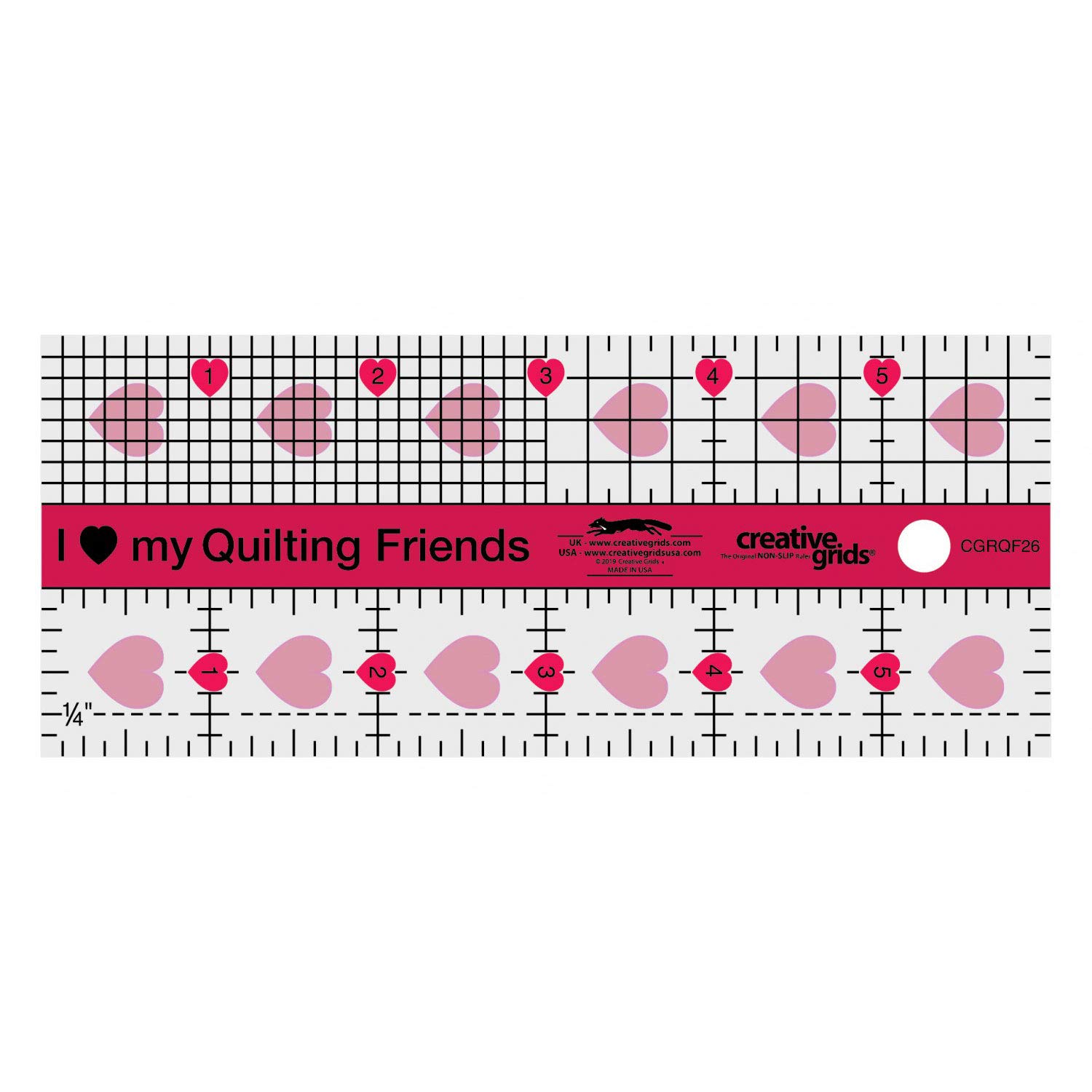 Creative Grids Quilt Ruler 2-1/2in x 6in Rectangle – CGRQF26 – Made in USA, Non-Slip Grip Acrylic Quilting, Sewing, Crafting, Patchwork Ruler for Measuring & Cutting Fabric