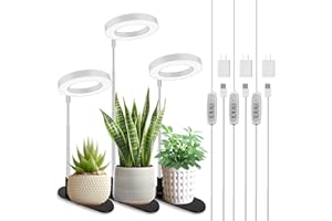 LORDEM Grow Light, 48 LEDs Plant Light for Indoor Plants, Full Spectrum Desk Grow Lamp with Automatic Timer for 4H/8H/12H, 4 Dimmable Levels, Height Adjustable 7.8"-26", 3 Pack