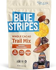 Blue Stripes - Trail Mix, 70% Chocolate Chips, Almonds, Macadamia Nuts, Mango, Healthy Snacks for Adults, Whole 70% Cacao, Wi
