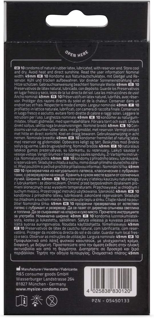 MY.SIZE Classic Condoms Size 2 I 49 mm Width I 10 Pieces Standard Pack I Premium Condoms Extra Thin I True to Touch Gossamer I Thin 0.07 mm wall Thickness I Vegan I for Men - Image 3