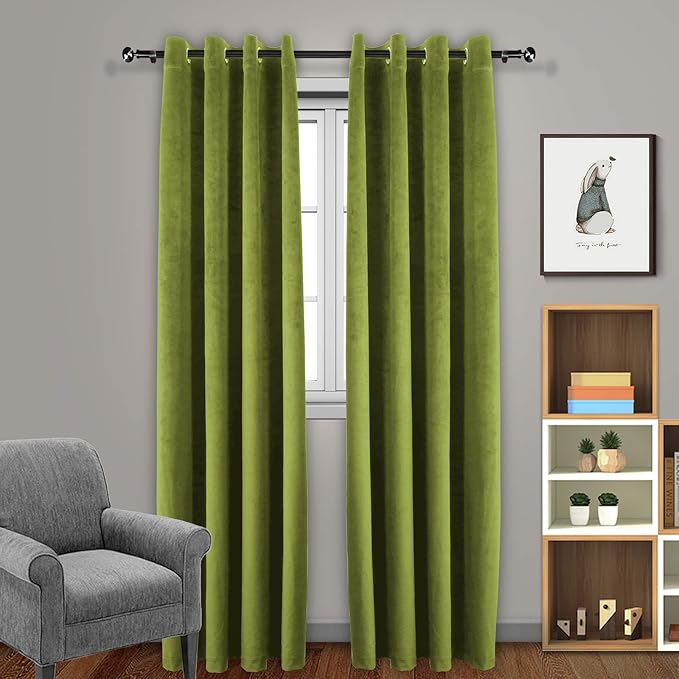 Eamior Living Room Blackout Velvet Curtains Super Soft