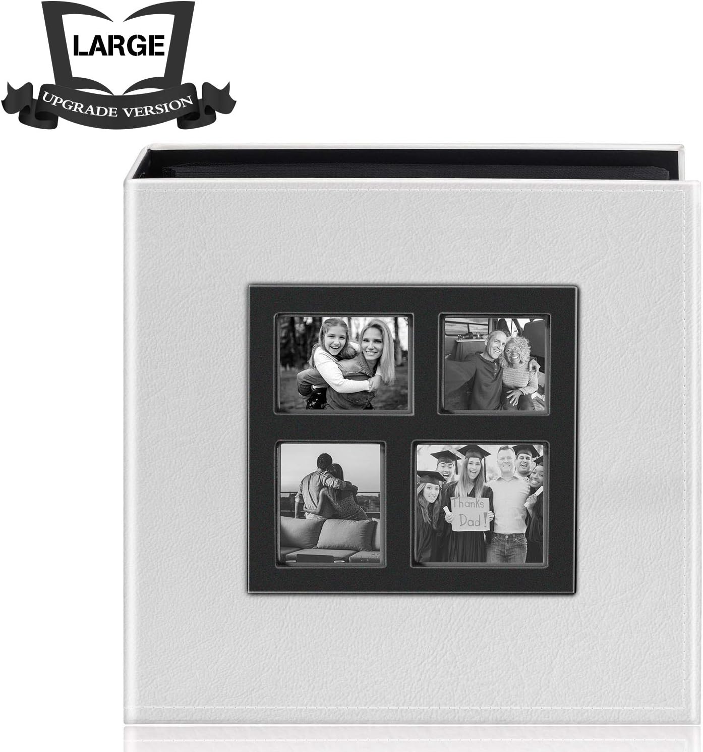 Safedealshop Small Black Skylight Album Wedding Album, Baby Growth Album, Family Album, Leather Cover, Handmade DIY Album (Transparent Pocket-White)