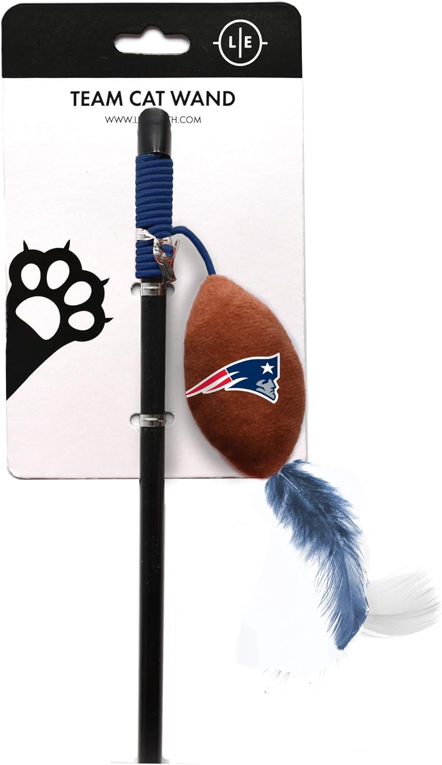 Littlearth NFL New England Patriots Cat Wand | Cat Toy | Interactive Cat Toy | Cat Teaser, Black, Wand: 18.25