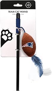 Littlearth NFL New England Patriots Cat Wand | Cat Toy | Interactive Cat Toy | Cat Teaser, Black, Wand: 18.25