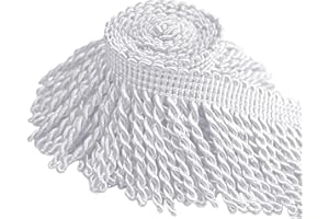 Kuabiz Curtain Fringes Bullion Fringe Trim 14 Yard x 2.5 Inches Fabric Trims and Embellishments Curtain Weights Fringes Sewing DIY Decoration for Curtain Sofa Cushions Lampshades Clothes (White)