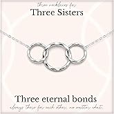 HOPE LOVE SHINE Sister Gift - Big, Little Sister Necklace, Jewelry, 14k Gold Plated Sterling Silver, 2 Interlocking Rings