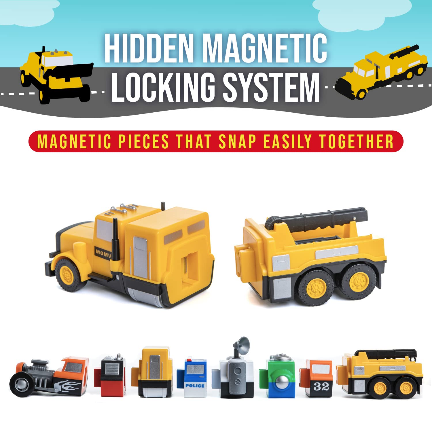 Popular Playthings Magnetic Mix or Match Construction Vehicles