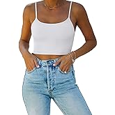 REORIA Women's Sexy Adjustable Spaghetti Strap Double Lined Seamless Camisole Tank Yoga Crop Tops