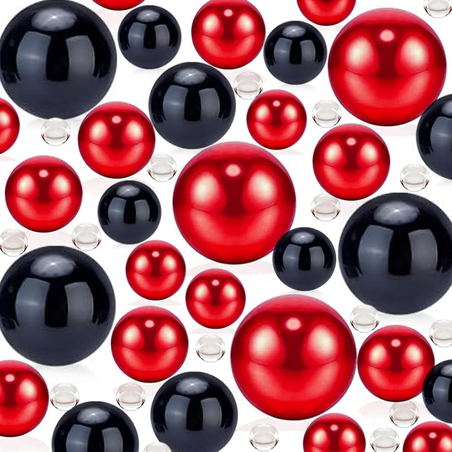 Vase Fillers - 10160PCS Floating Beads for Centerpiece with Water Gel Bead Floating Pearls for Vases,Pearl Decor, Wedding, Birthday, Brushes Holder, Multipurpose Use 8/14/20mm (Black Red)