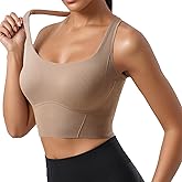 SPORME RUNNING Women Square Neckline Sports Bra Padded Basic Workout Y-Back Racerback Cropped Tank Top