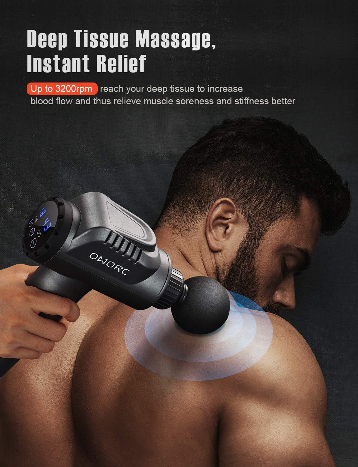 Massage Gun, Deep Tissue Percussion Muscle Massager, Handheld Electric Massager for Muscle Soreness Relief with 30 Adjustable Speeds, 6 Massage Heads, Storage Box, for Home, Gym and Office: Health & Personal Care
