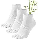 Soxsense Bamboo Viscose Soft Breathable Athletc Toe Socks Ankle Low Cut Casual Finger Socks Non Slip for Men Women 3 Pairs