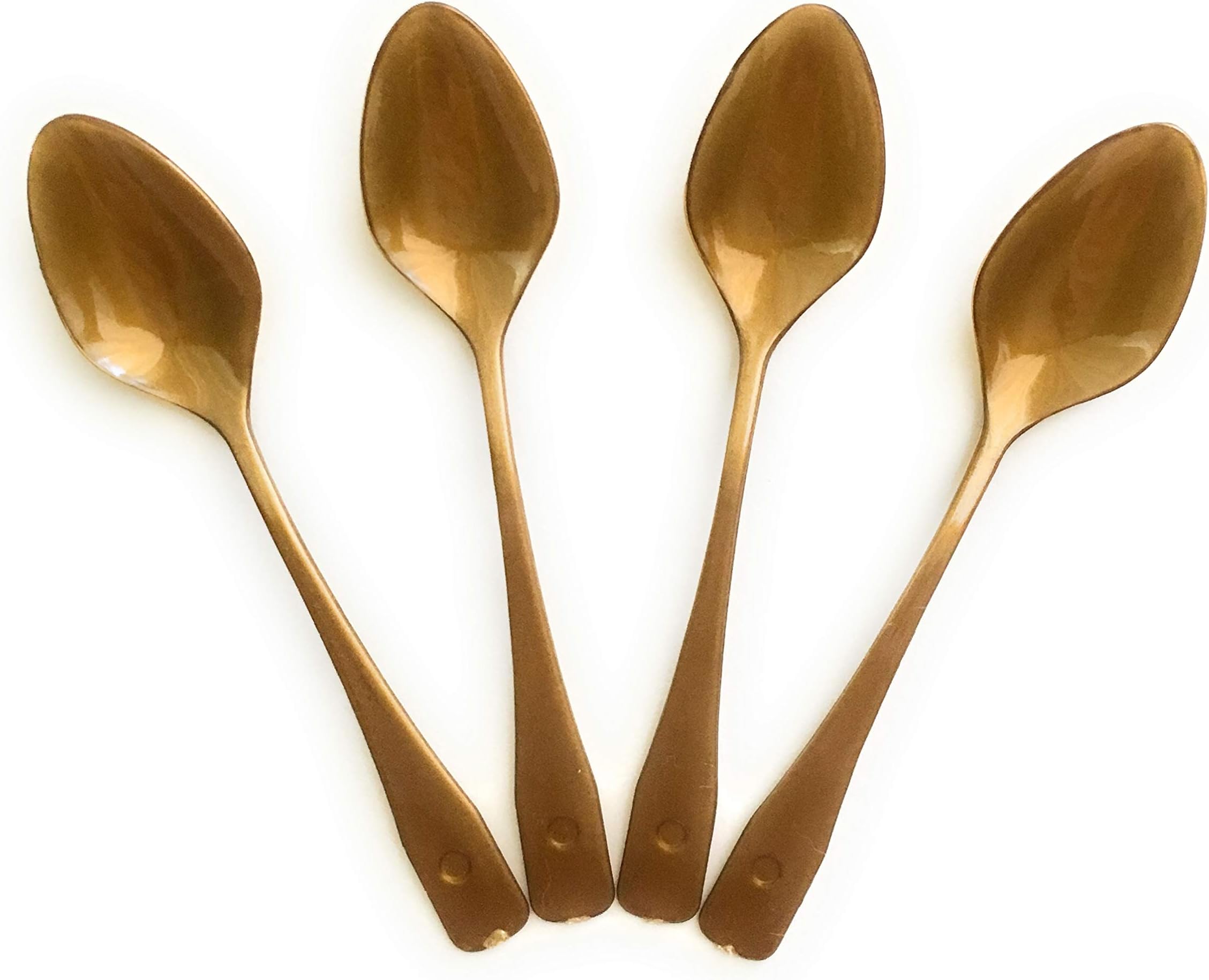 Plastic Disposable Gold Bronze Mini Dessert Spoon - 100 Small Spoons - sTasting Spoons - Dessert Cup Spoons - 4 Inch - For Catering Appetizers Dessert Bar Weddings Samples Coffee Single Serving