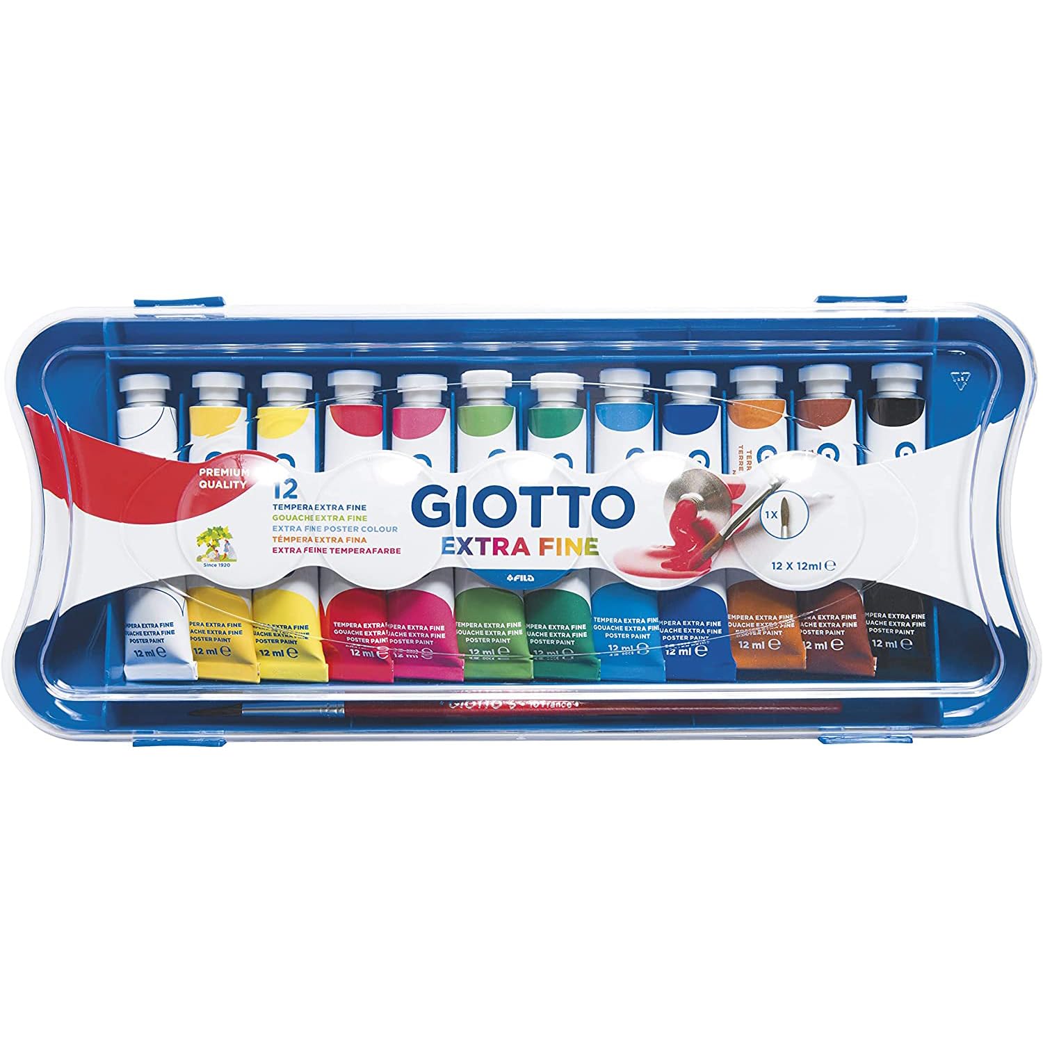 GIOTTO 3041 00 Tempera Paint, 12/Multicoloured, 28 x 12 x 2.5 cm