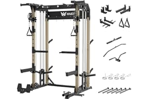MAJOR FITNESS F22 Power Rack, 1600lbs All-in-One Squat Rack with Dual Pulley System, Heavy-Duty Steel Frame, Attachments & Storage for Home Gym Strength Training