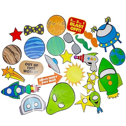 Space Photo Props 32 Pieces For Photo Booths Kids Birthdays