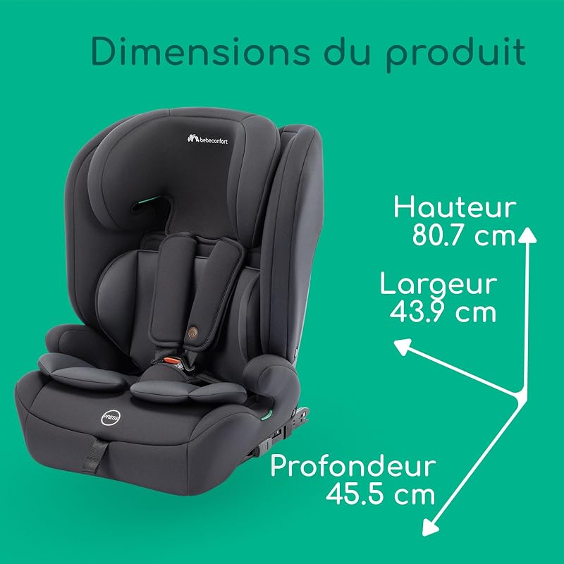EverFix Plus i-Size, Siège Auto Évolutif, 76–150 cm, Full Black