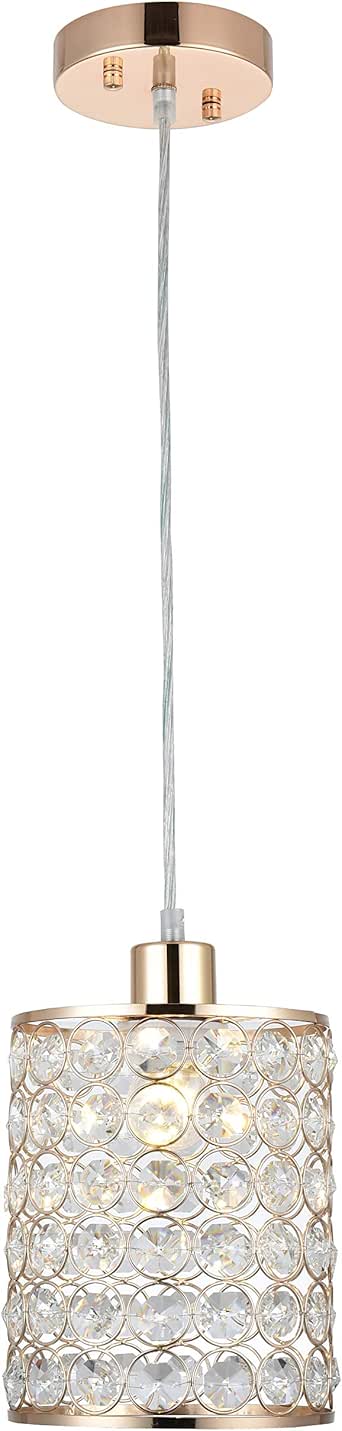 Tayanuc - Lámpara de techo colgante cilíndrica de cristal, acabado en