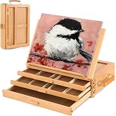 VISWIN Large Tabletop Easel with 3 Storage Drawers, Adjustable Beech Wood Table Top Easel for Painting, Portable Sketch Box for Art Supplies, Desktop Travel Art Easel for Adults, Artists, Students