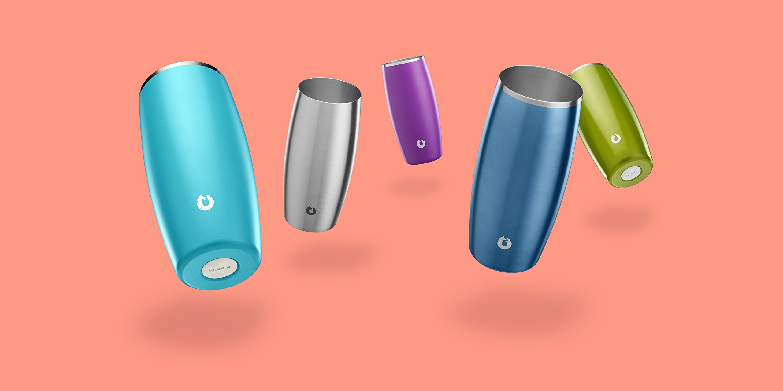 SNOWFOX Premium Vacuum Insulated Stainless Steel Beer Glass, Home Bar Accessories, Elegant Bartending, Lightweight Pint Glasses, Sleek Drinkware, Frosty Beverages Stay Cold, 18oz, Set of 2,Olive Grey