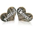 Jetec 2 Pieces Heart Shaped Wooden Decor Blessed Sign Table Love Wooden Decoration Rustic Home Love Sign Table Centerpiece for Valentines Home Kitchen Living Room Bedroom Office Table Decor