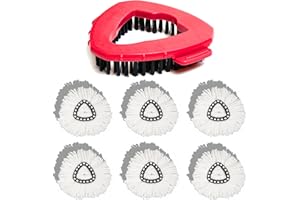 HOMSIS Mop Head Replacement for O Cedar: Scrub Brush Attachment and Spin Mop Refill Compatible with Ocedar Easy Wring - 6 Microfiber Replace Heads with 1 Floor Scrubber Bristle Head for O'cedar Easywring