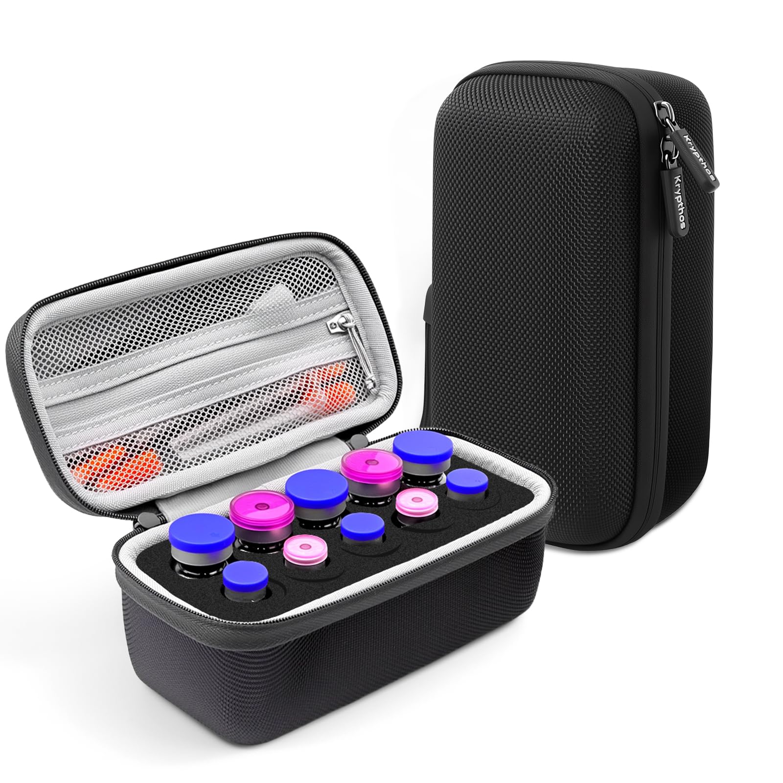 Photo 1 of Krypthos 10 Slots Insulin Vial Protector Case, Insulin Vial Organizer Bag for Diabetics Standard 1ml 3ml 5ml and 10ml Vials, Insulin Carrying Case Fridge Holder Storage Holder, No Ice Pack