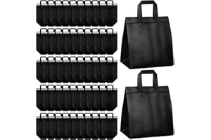 Hushee 200 Pcs Insulated Take out Bags Bulk Thermal Insulation Take Away Bags Disposable 10.24x11.02x6.69 Inch for Grocery Lunch Hot Cold Frozen Food Delivery Shipping Cooler(Black)
