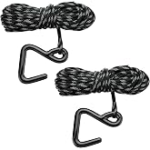 Ribbonlic 2 Pcs Bow Hoist Rope with Hooks, Hunting Accessories, Black | 32.8ft Fall Deer Hunting Treestand Gear Lift Rope, Heavy‑duty Braided Haul Cord, Hunting Safety Rope for Bow Gun, Camping
