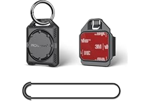 PROfezzion Secure Air Tag Holder Case with Key Ring, 3M Adhesive Mount and Loop Strap for Keychain, Dog Collar, Backpack, Lug