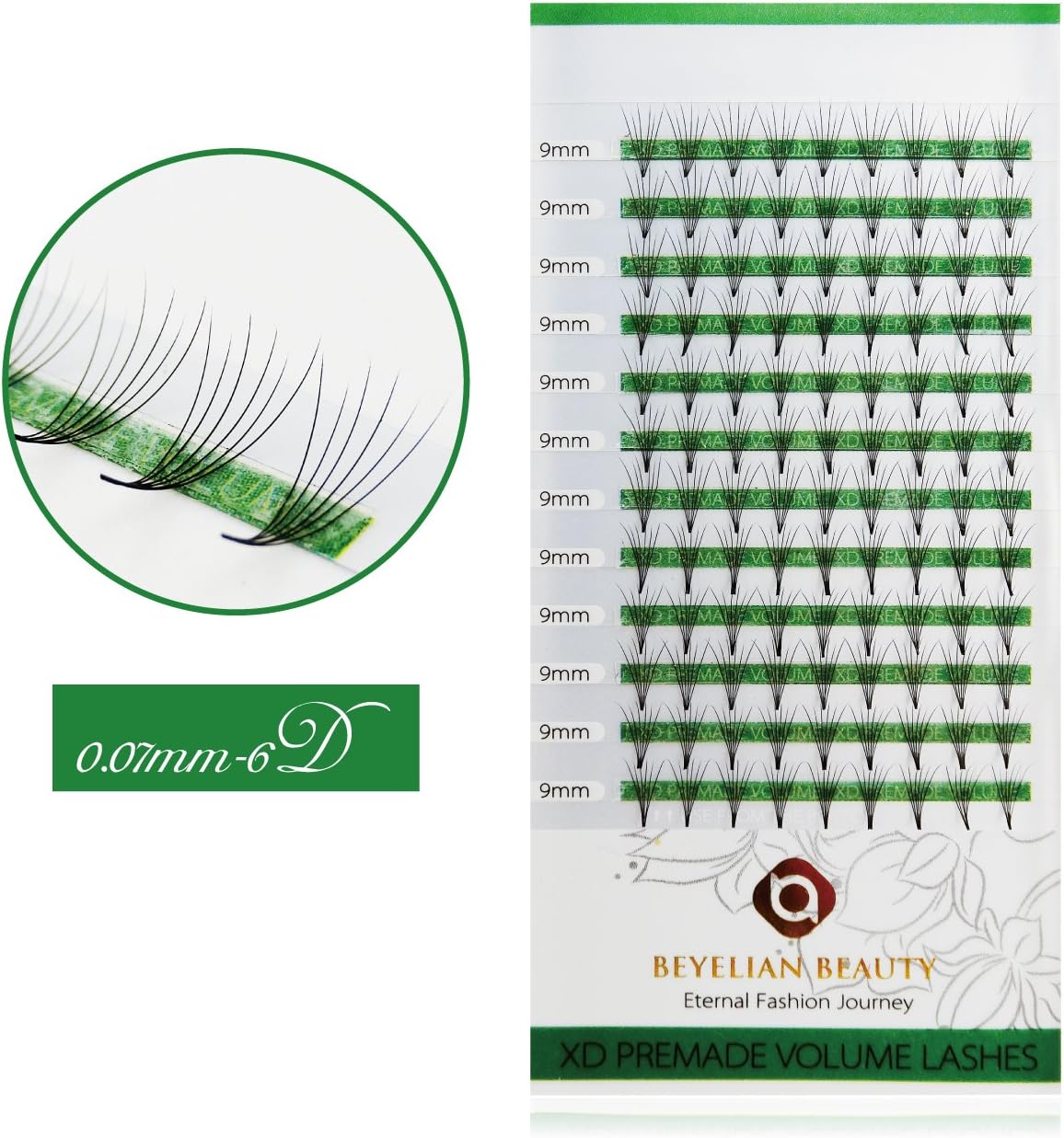 BEYELIAN Premade Volume Eyelash Extensions 6D 0.07mm C Curl Semi Permanent Individual Lash Extensions