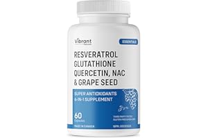 Resveratrol 500mg Glutathione 200mg Quercetin 200mg Grape Seed Extract - Antioxidant Supplement For Women and Men with N-Acet