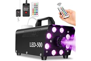 SAWOWKUYA Upgraded Fog Machine Smoke Machine with 13 Colorful 8 Led Lights, 500W and 2000CFM Fog with Wired Wireless Remote Controls, Perfect for Indoor Outdoor Wedding, Halloween, Party and Stage Effect