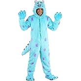 Disney Monsters Inc Sulley Adult Costume with Hooded Jumpsuit, Mitts, Shoe Covers, and Spiked Tail for Halloween