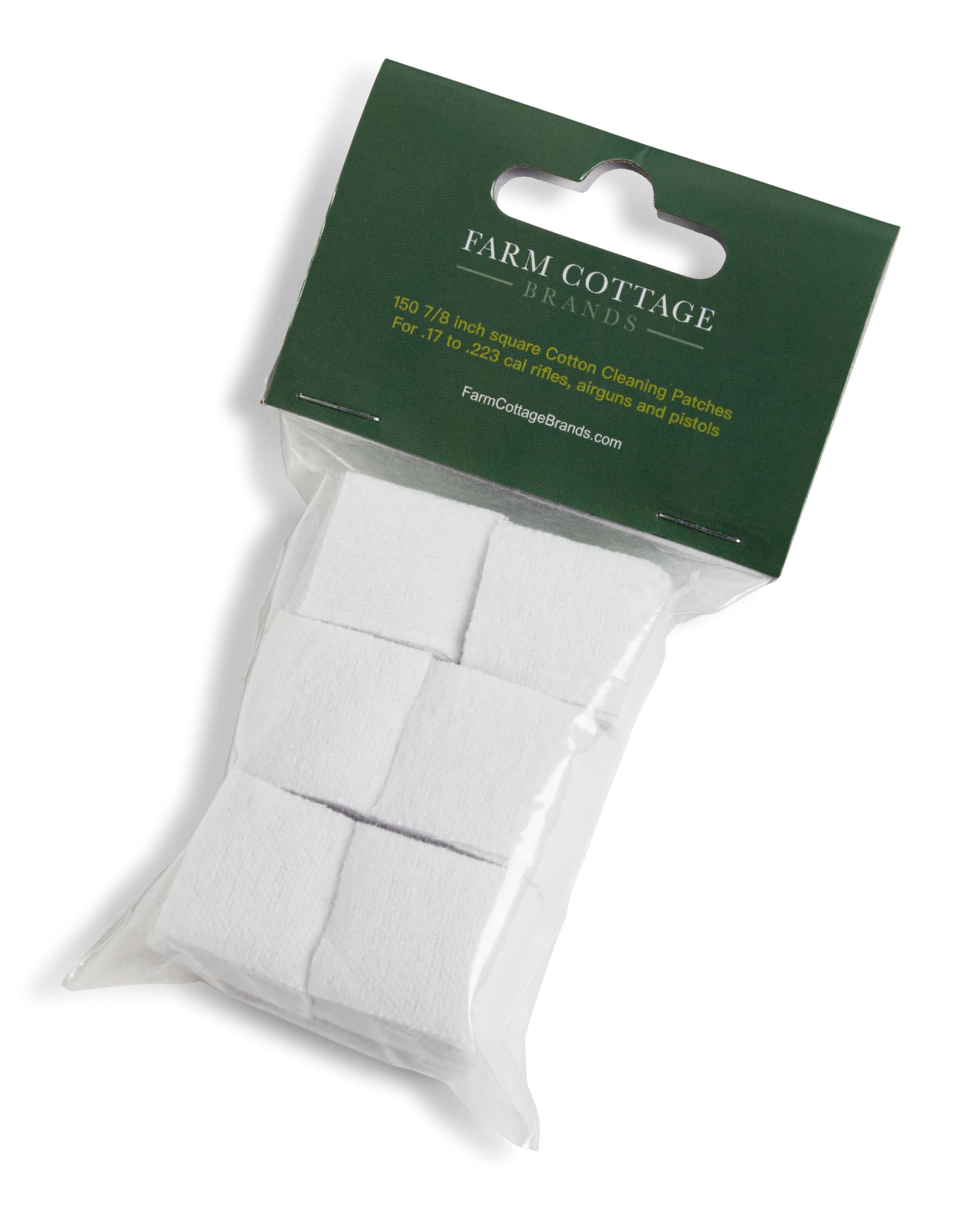 Farm Cottage Brands Pack of 150 7/8 inch square Cleaning Patches for .17 to .22 / .223 rifles. Clean your rifle and use with a jag/pull through & for cleaning & oiling barrels.