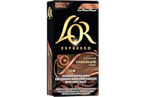 L'OR Espresso Capsules, 10 Count Chocolate, Single-Serve Aluminum Coffee Capsules Compatible with the L'OR BARISTA System & *Nespresso Original Machines, 10 Count (Pack of 10)