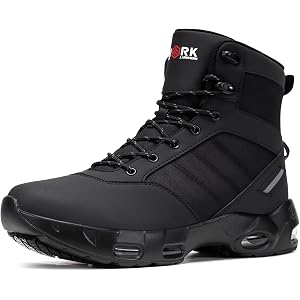 LARNMERN Men Non Slip Boots Work Chef Kitchen Shoes Side Zipper | Slip Resistant Restaurant Casual Breathable Shock Absorptio