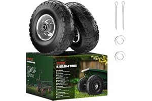 USCaster 4.10/3.50-4 Tire and Wheel Flat Free,10-Inch Solid Wheel Replacement with 5/8 Bearings,2.2" Offset Hub -Compatible with Hand Truck,Wheelbarrow,Dolly(Gray)