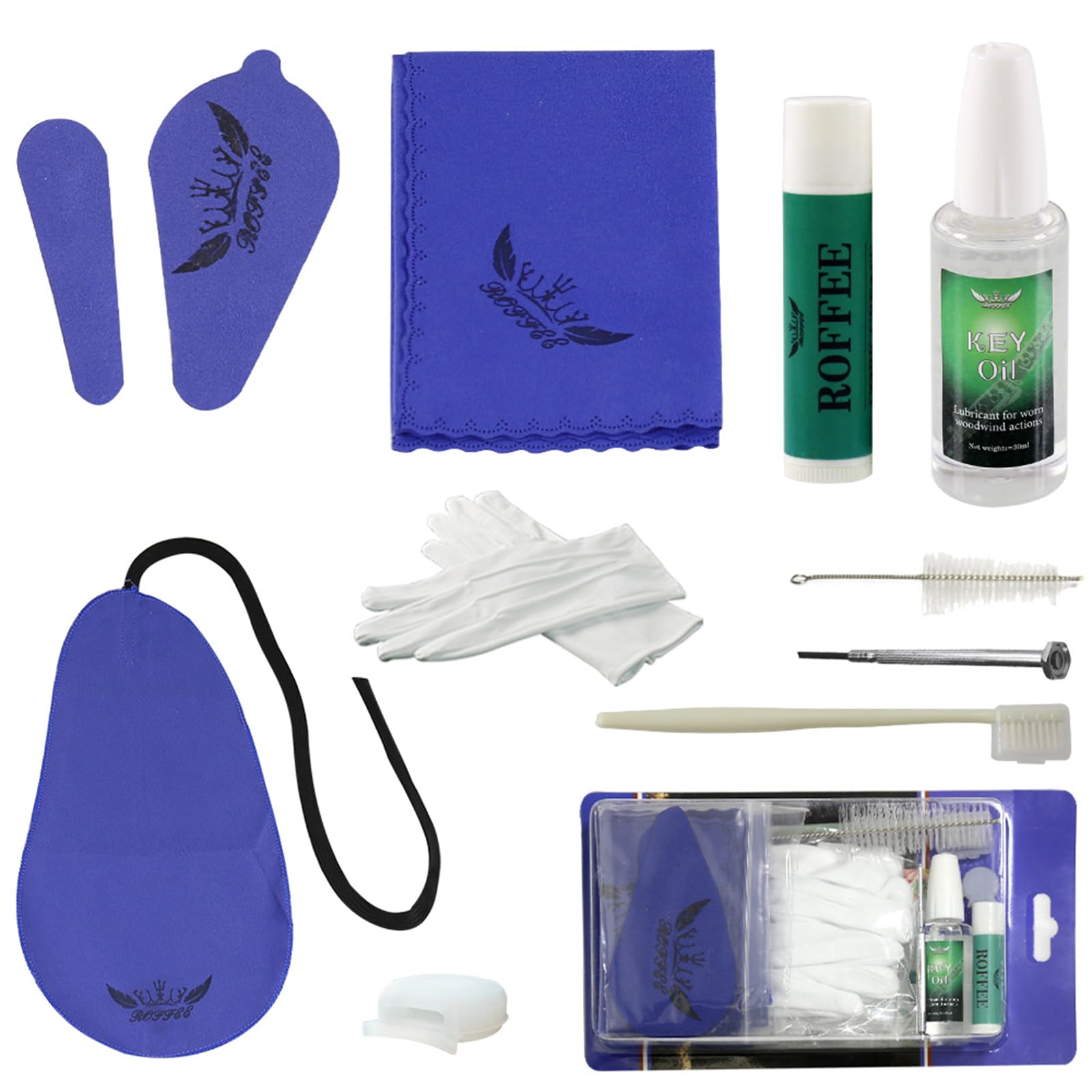 Photo 1 of Clarinet Cleaning Cleaner Care Maintenance Kit - Clarinet Cleaning Kit: key oil, cork grease, swab, cleaning cloth, thumb rest, mouthpiece brush, screwdriver...