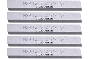 Accusize Industrial Tools 1/4'' x 1/4'' x 2-1/2'' (Width x Height x Oal) H.S.S. Plus 5% Cobalt Lathe Tool Bit, 5 Pc Set, 5095
