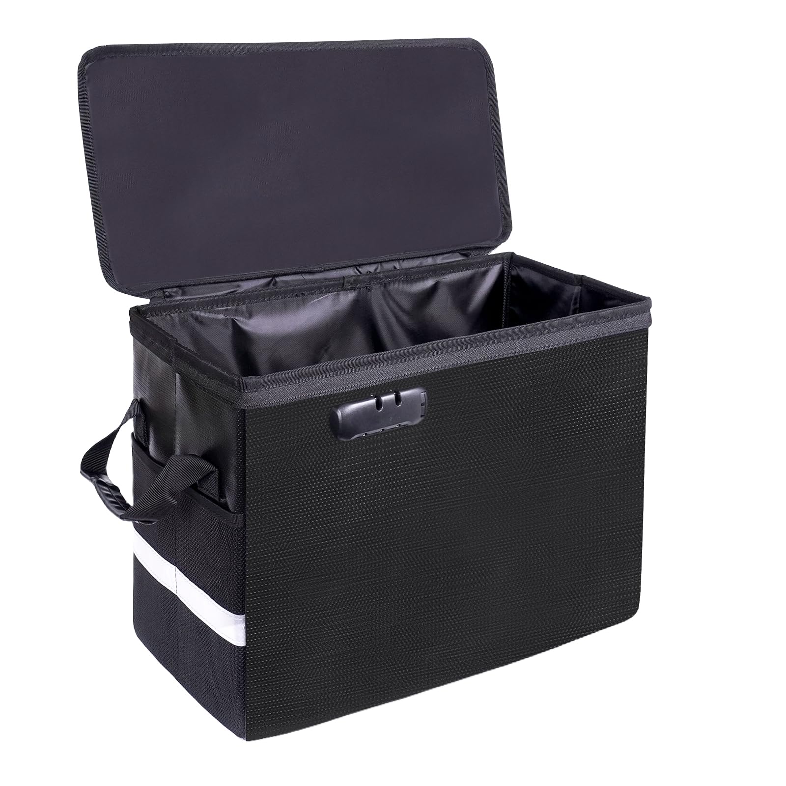 Fireproof Comic Book Storage Box 16" X 7.7" X 11.4",Fireproof & Water-Resistant Comic Document Box with Zipper & Lock & Reflective Strip, Holds 150-170 Comics Heavy Duty Comic Book Bin Container