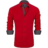 J.VER Men's Casual Long Sleeve Stretch Dress Shirt Wrinkle-Free Regular Fit Button Down Shirts