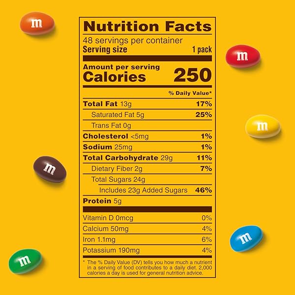 M&M’S PEANUT CHOCOLATE CANDY, FULL SIZE 1.74 OZ BAG, PACK OF 48 BULK CANDY CHOCOLATE